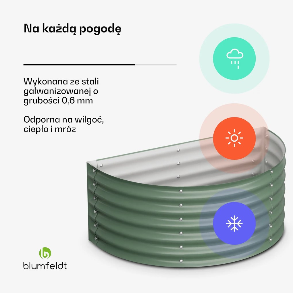 Blumfeldt High Grow Half Circle podwyższana grządka, 105 x 43 x 60 cm