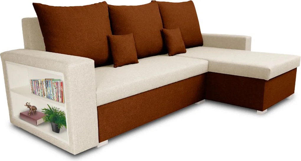 Narożnik z funkcją spania SAM1 Kremowy/Jasny brąz