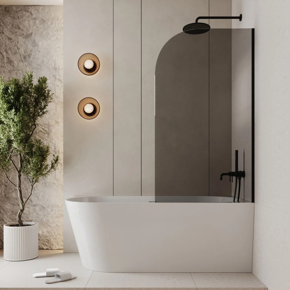 Parawan nawannowy półokrągły MOLIS Moon Grafit szkło grafitowe | Różne rozmiary : Kolor profili kabiny - czarny, Rozmiar - 70x150 cm