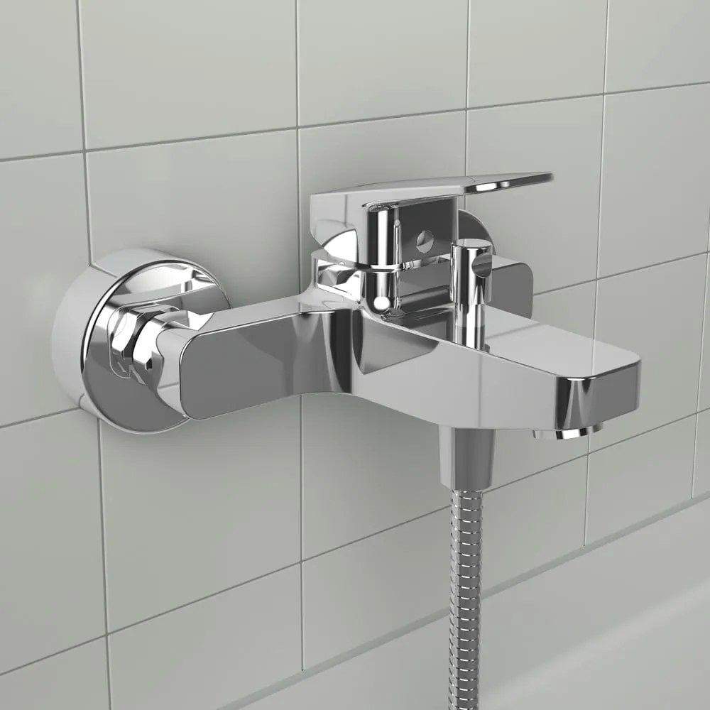 Wannowa bateria ścienna w kolorze srebra z połyskiem Ceraplan – Ideal Standard
