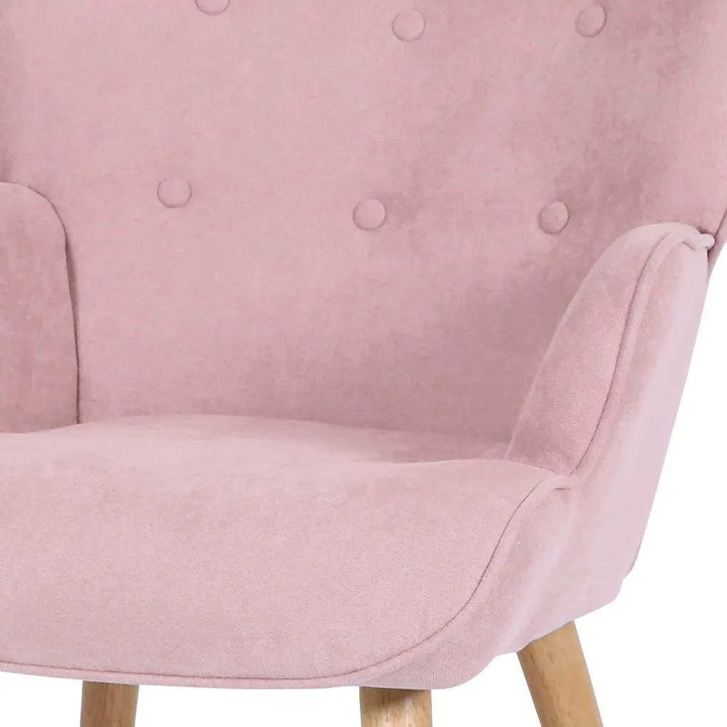 Fotel z podnóżkiem PINK2, różowy