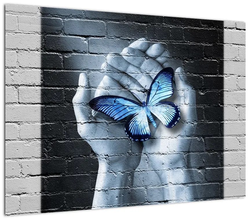 Obraz - Motyl na ścianie (70x50 cm)