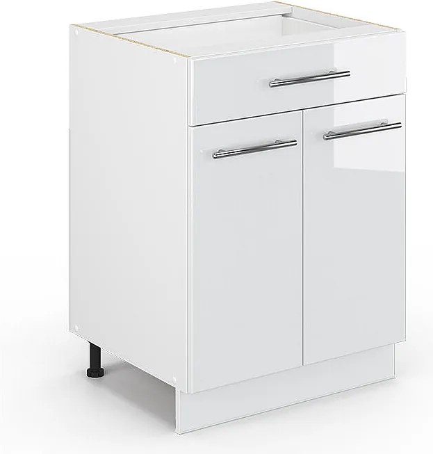 Szafka dolna do kuchni biały wysoki połysk 60x51.6x82 fame-line