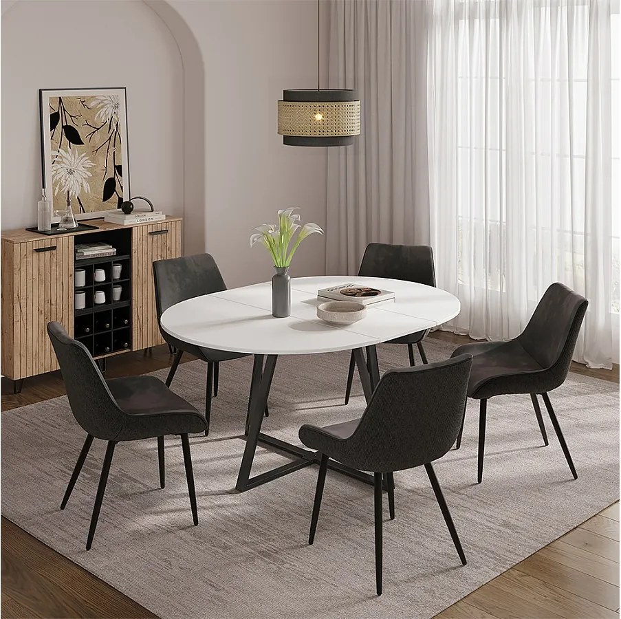 Stół jadalny biały/czarny 120x120x75.8 loyd