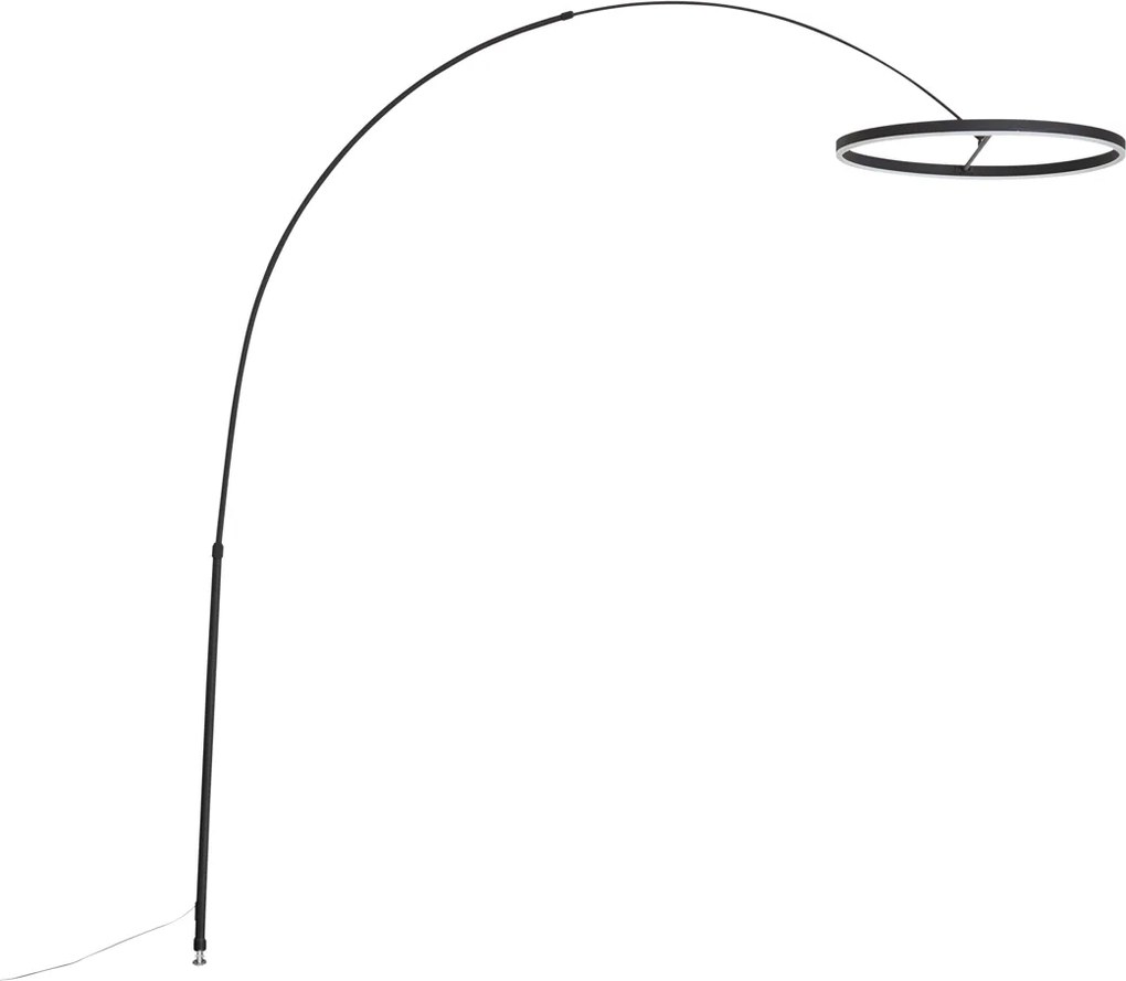 Designerska lampa łukowa podłogowa czarna z LED z 3-stopniowym ściemnianiem - Anello