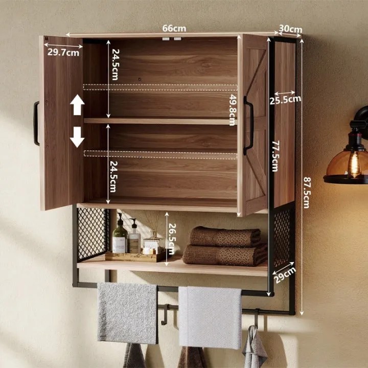 Szafka Łazienkowa Wisząca Loft – Rustykalna z Wieszakiem 66 cm