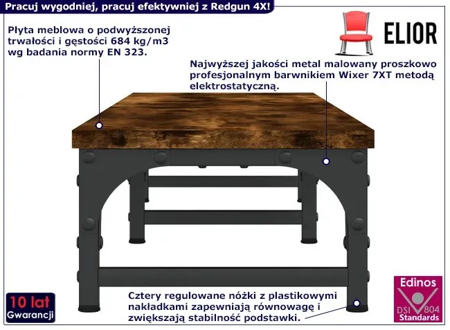 Podstawka pod monitor z metalowym stelażem wędzony dąb C3-S16
