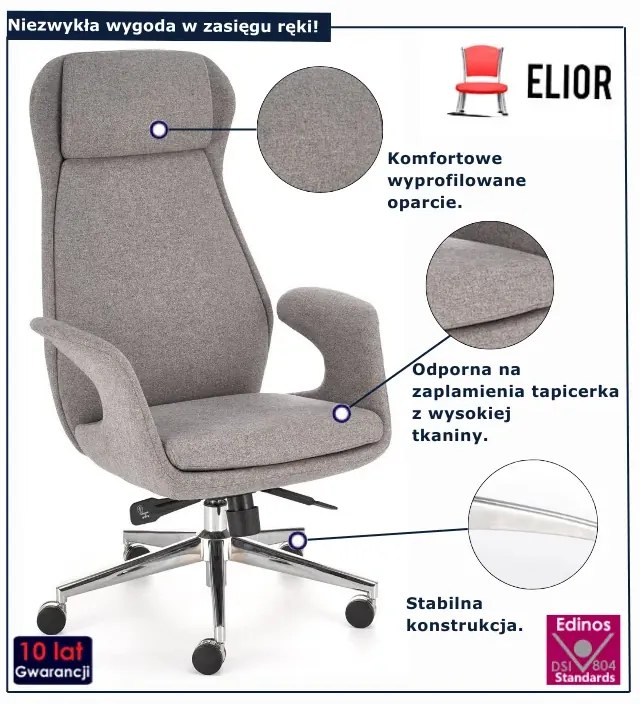 Fotel popielaty obrotowy do komputera F8-N06