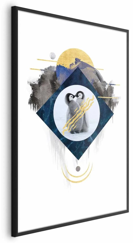Plakat Para pingwinów 60x90 cm z ramą czarną bez marginesu ARTGEIST B
