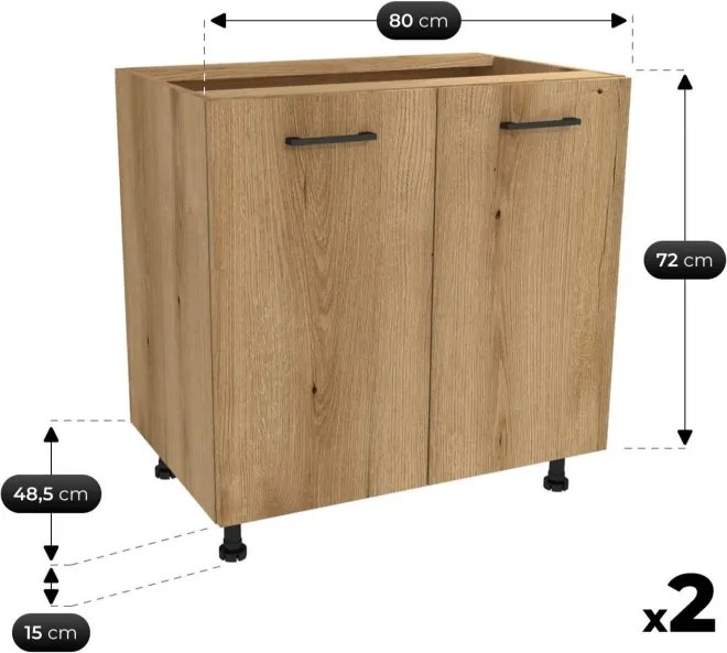 Zestaw Mebli Kuchennych MODERN 260 cm Dąb Evoke/Kaszmir Nowoczesny