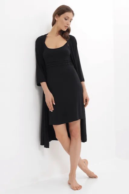 Koszula nocna damska ERICA ze szlafrokiem Różowy M