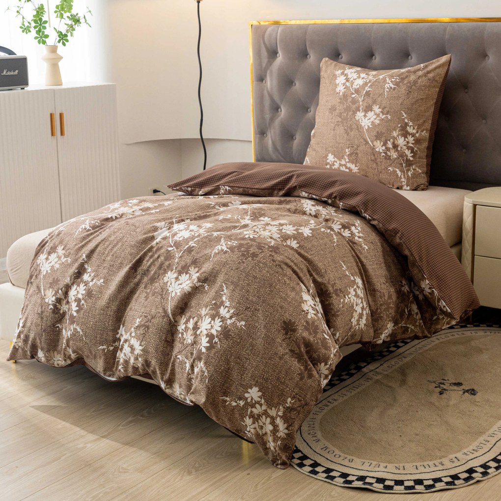 PrzytulneMieszkanie.pl PrzytulneMieszkanie.pl Pościel z mikroflanelu BRONIVA brązowe Rozmiar pościeli: 70 x 90 cm | 140 x 200 cm