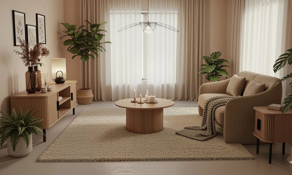 Szafka rtv ryflowana SCAVA, 140 x 40 x 46 cm