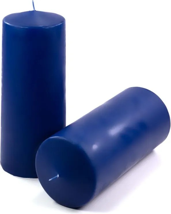Zestaw słupkowych świec, 25 cm, Ø 10 cm, niebieski, 2 sztuki
