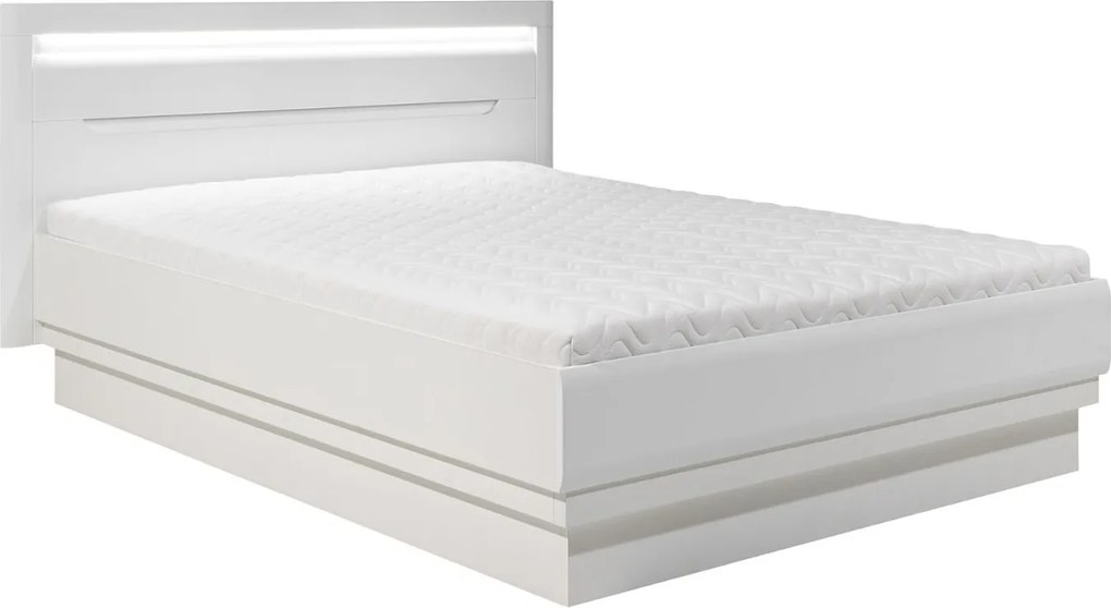 Łóżko Drewniane Dwuosobowe 160x200 cm z Pojemnikiem IVORY Białe Nowoczesne