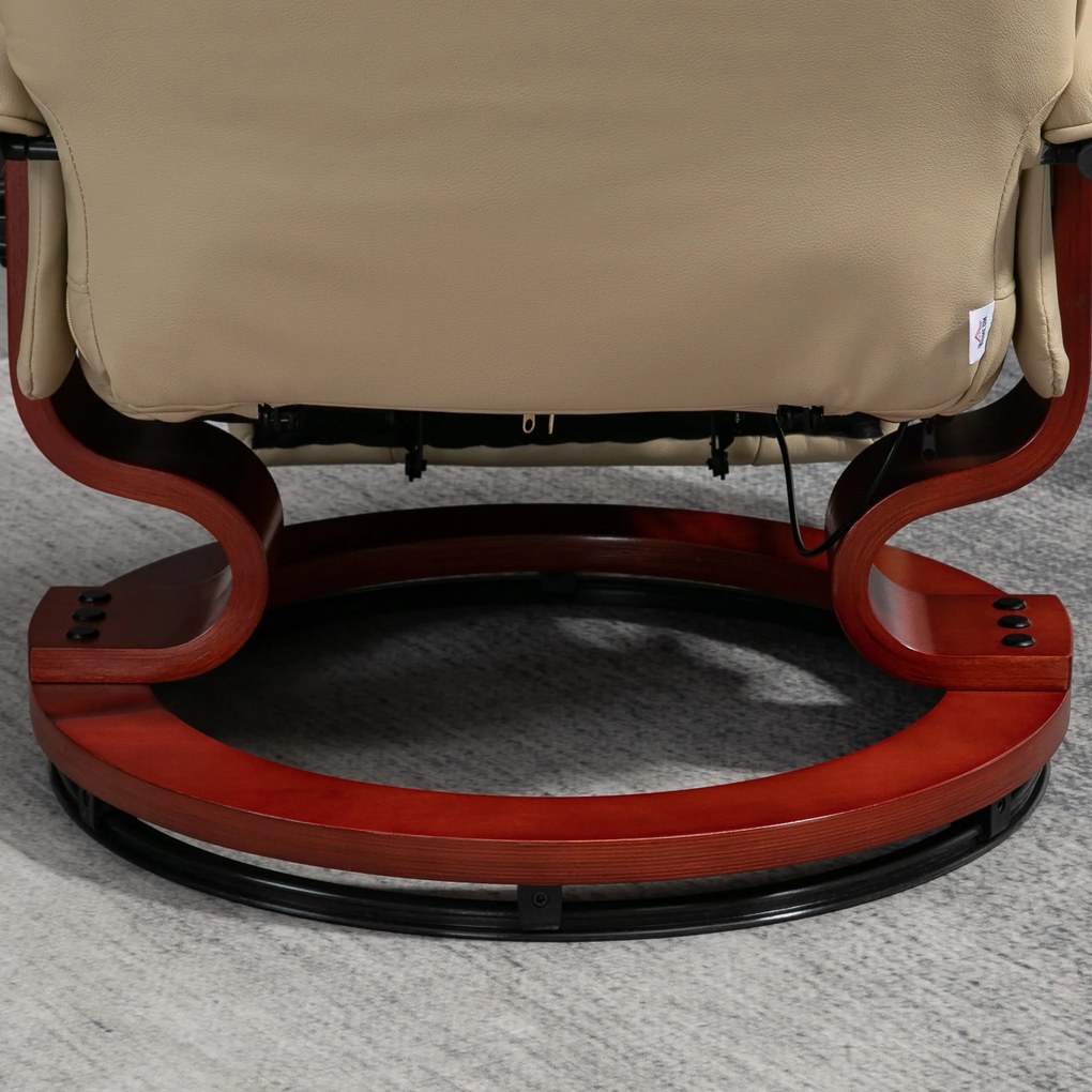 HOMCOM Fotel Relaksacyjny, Regulowany, z Funkcją Leżenia, do 120 kg, Ekoskóra, 78 x 87 x 100 cm, Kremowy