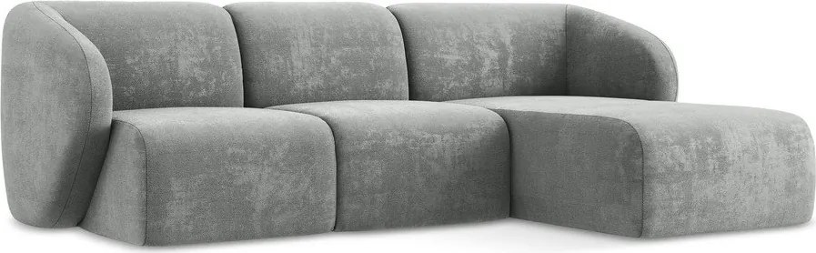 Szary narożnik z tkaniny szenilowej (prawostronny/z szezlongiem) Lani – Makamii