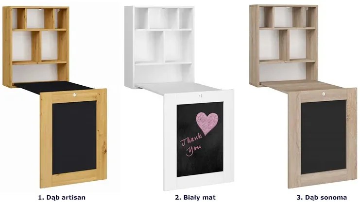 Białe składane biurko z tablicą dla 6 latka, przedszkolaka C5-S97