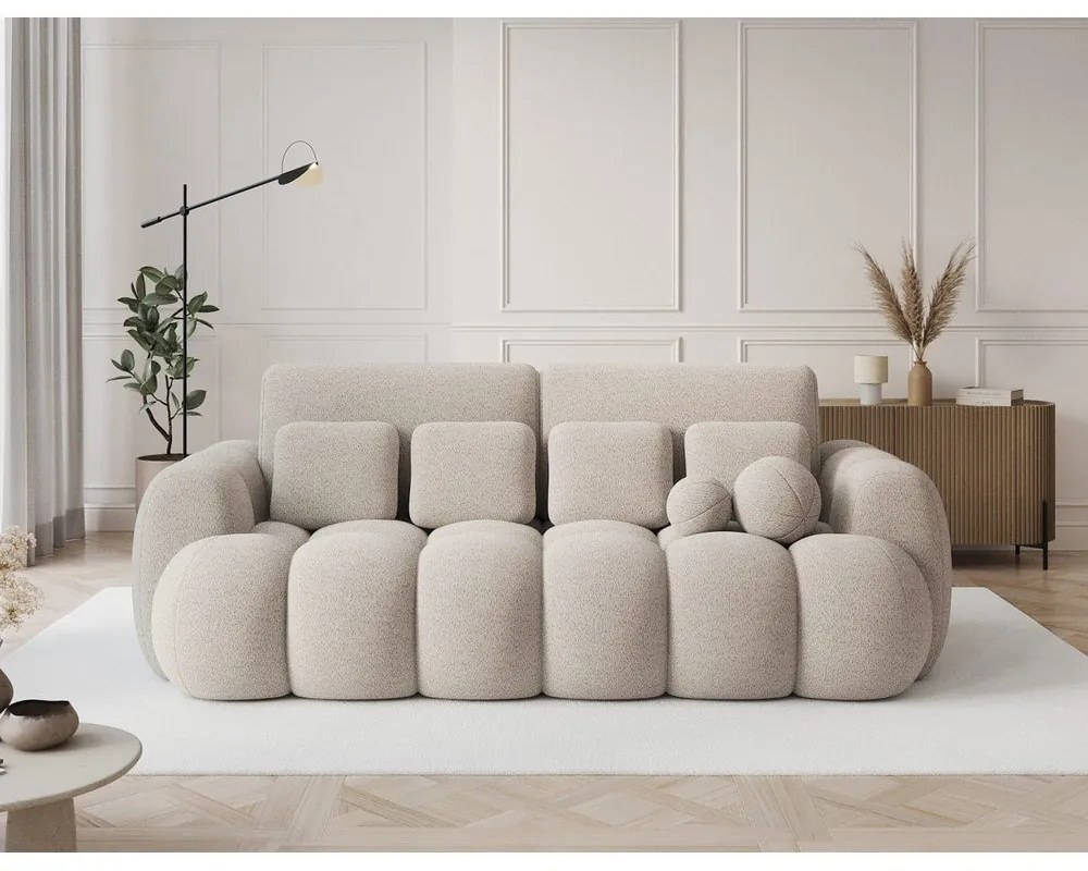 Beżowa rozkładana sofa z materiału bouclé 256 cm Cotonn – ELTAP