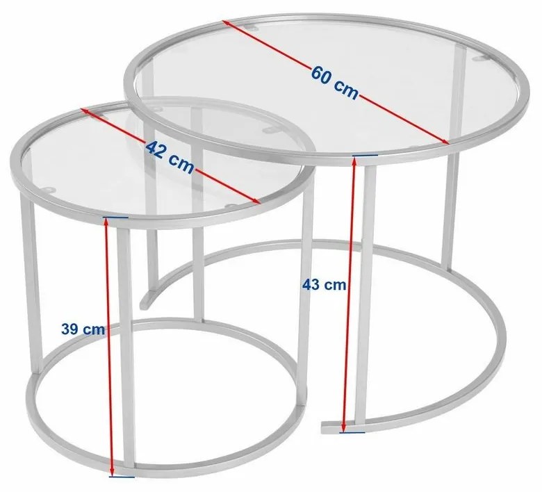 Zestaw stolików konferencyjnych Aurum Black and Grey 60 cm, 2 szt.