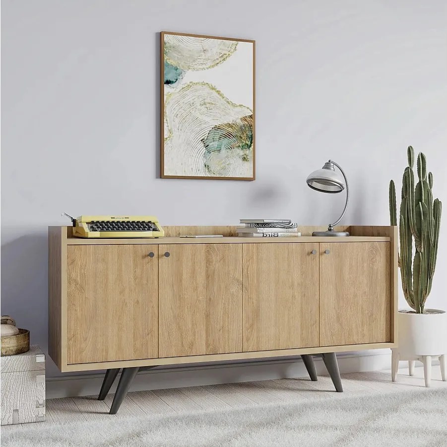 Komoda – 150 cm x 75 cm x 40 cm – Dąb – Płyta wiórowa pokryta melaminą