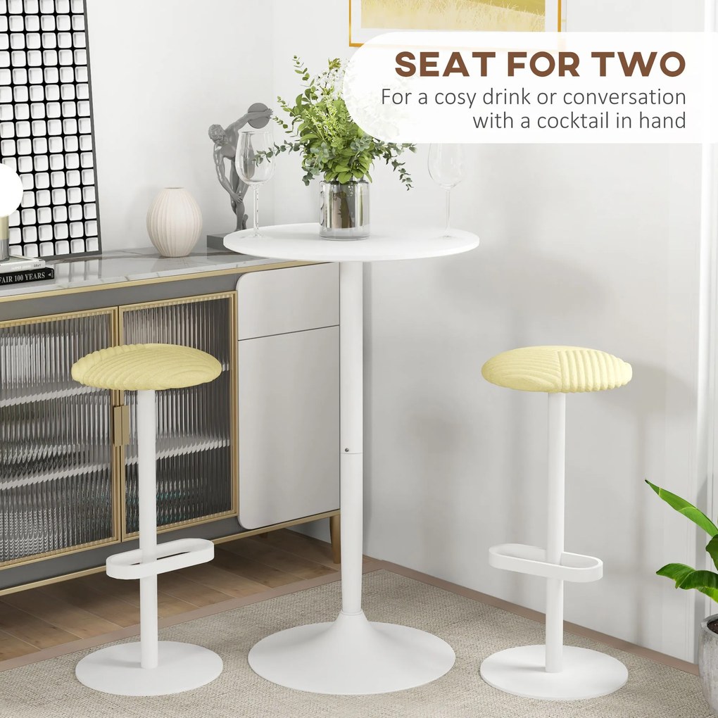 HOMCOM Okrągły stolik barowy biały stół kuchenny do salonu i jadalni stalowy Ø60 x 102 cm | Aosom PL