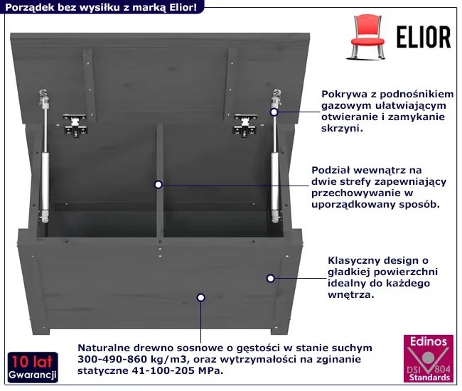 Szara klasyczna skrzynia na pościel H9-T97