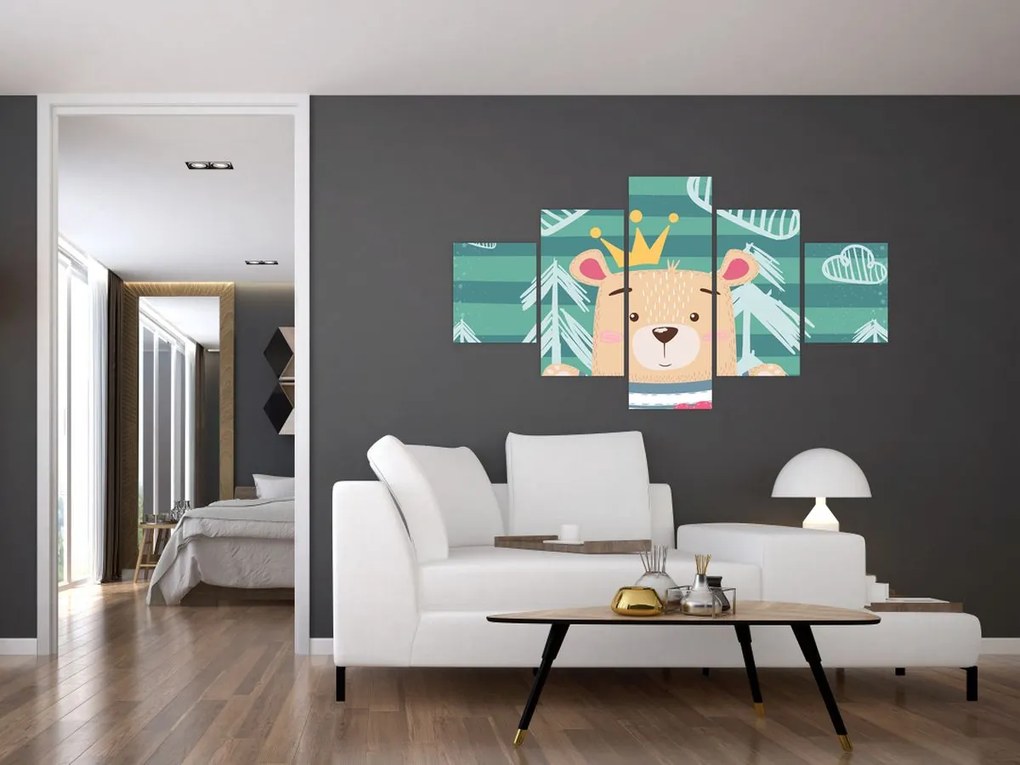 Obraz - Niedźwiadek w lesie (125x70 cm)