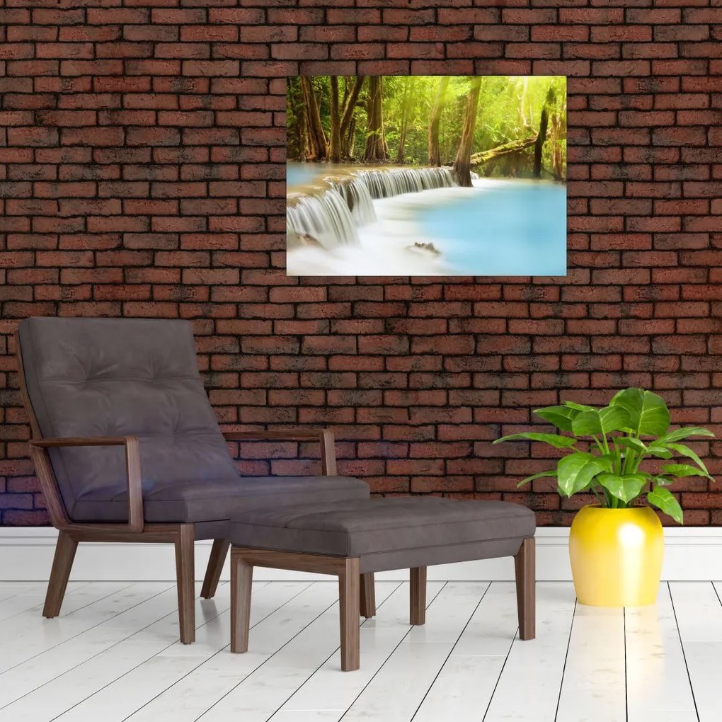 Obraz wodospadu Huai Mae Kamin w lesie (70x50 cm)