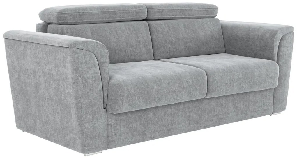 Kanapa 3-osobowa rozkładana typu express z szarą tapicerką - Miejsce do spania 140 cm - Materac 22 cm - RIZORA