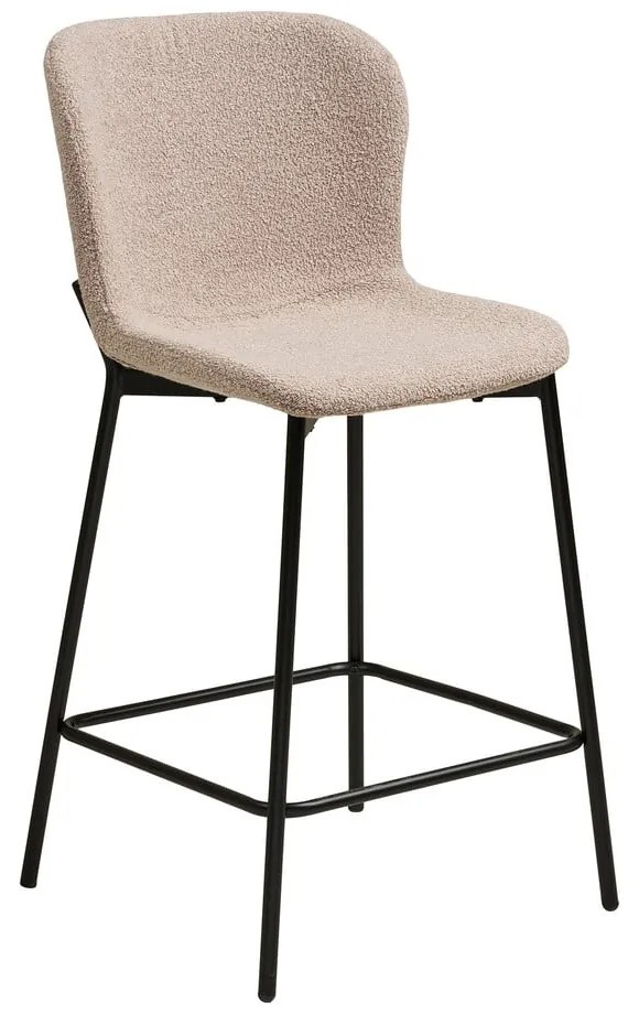 Beżowy tapicerowany hoker (wysokość siedziska 65 cm) Maceda – House Nordic