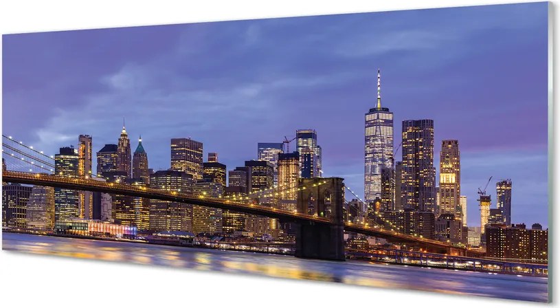 Panel Szklany Zachód Słońca nad Wodą i Mostem