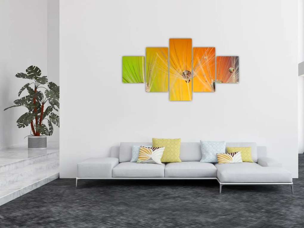 Obraz kropli na roślinie (125x70 cm)