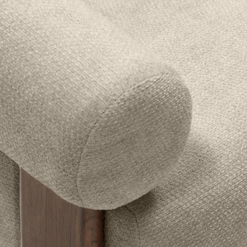 Beżowy designerski fotel KOKEI ALIA, dekor orzech