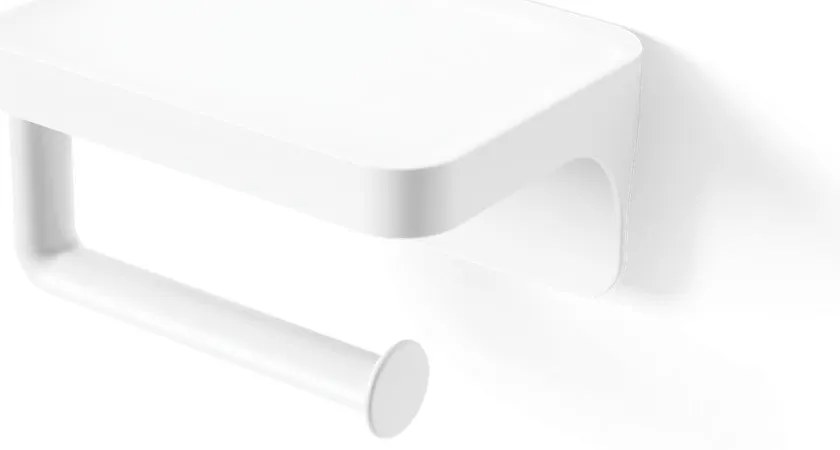 Biały samoprzylepny uchwyt na papier toaletowy z plastiku z recyklingu Flex Adhesive – Umbra