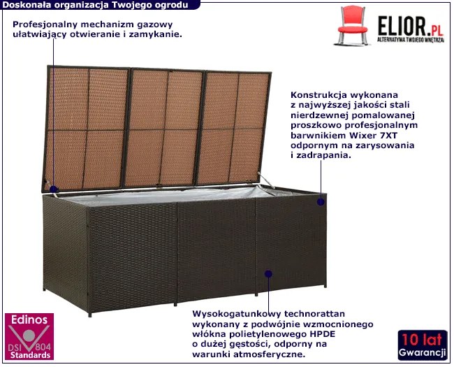 Rattanowa brązowa skrzynia na narzędzia ogrodnicze Z4-K54
