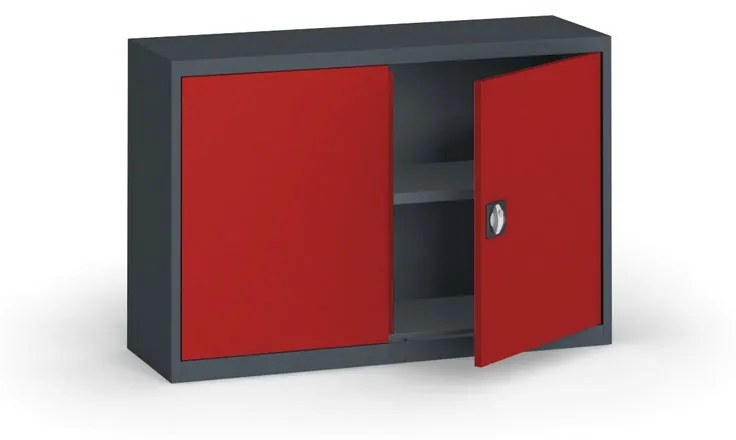 Szafa metalowa, 800 x 1200 x 400 mm, 1 półka, antracyt/czerwona