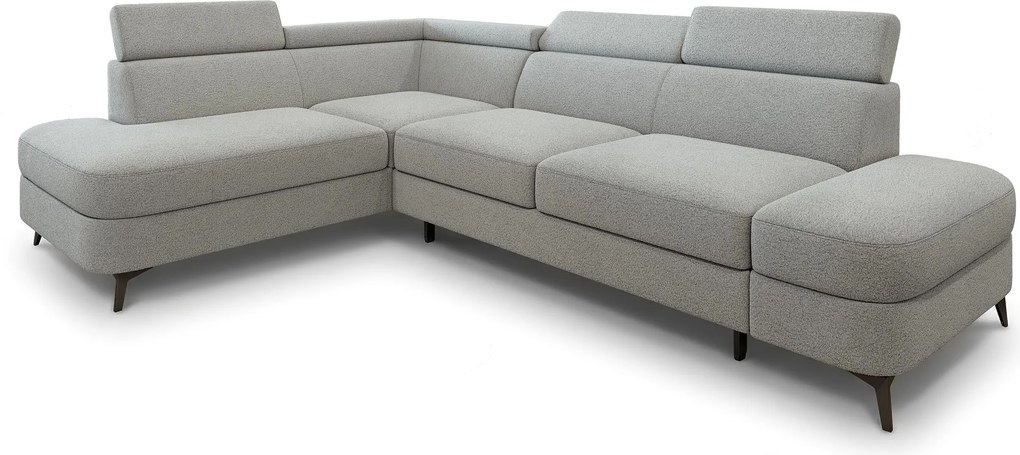 Masseno Narożnik AVISE z funkcją spania i pojemnikiem na pościel Narozniki L, Rozkładana sofa - Jasnoszary, QUELLE 83