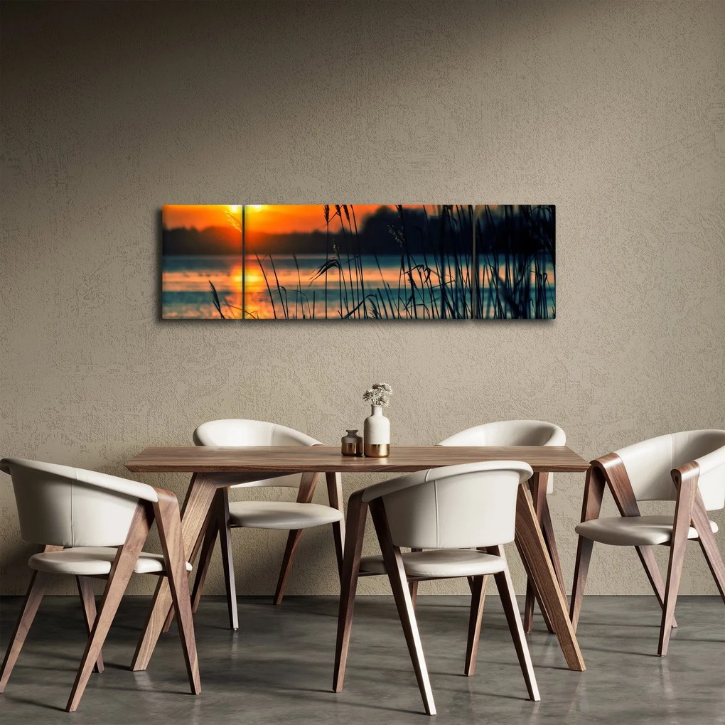 Obraz - Zachód słońca nad jeziorem (170x50 cm)
