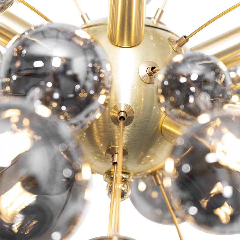 Designerska lampa wisząca mosiądz ze szkłem dymionym 8-świateł - Explode