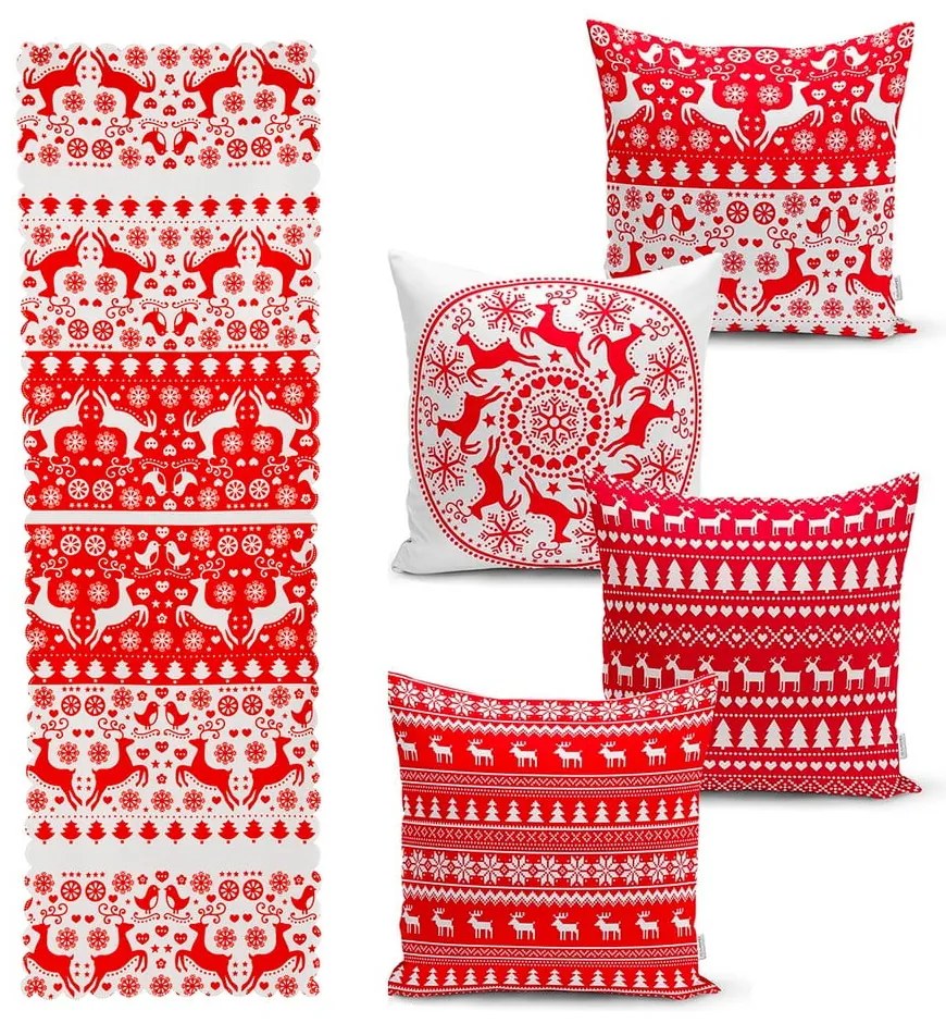 Zestaw 4 świątecznych poszewek na poduszki i bieżnika Minimalist Cushion Covers Christmas