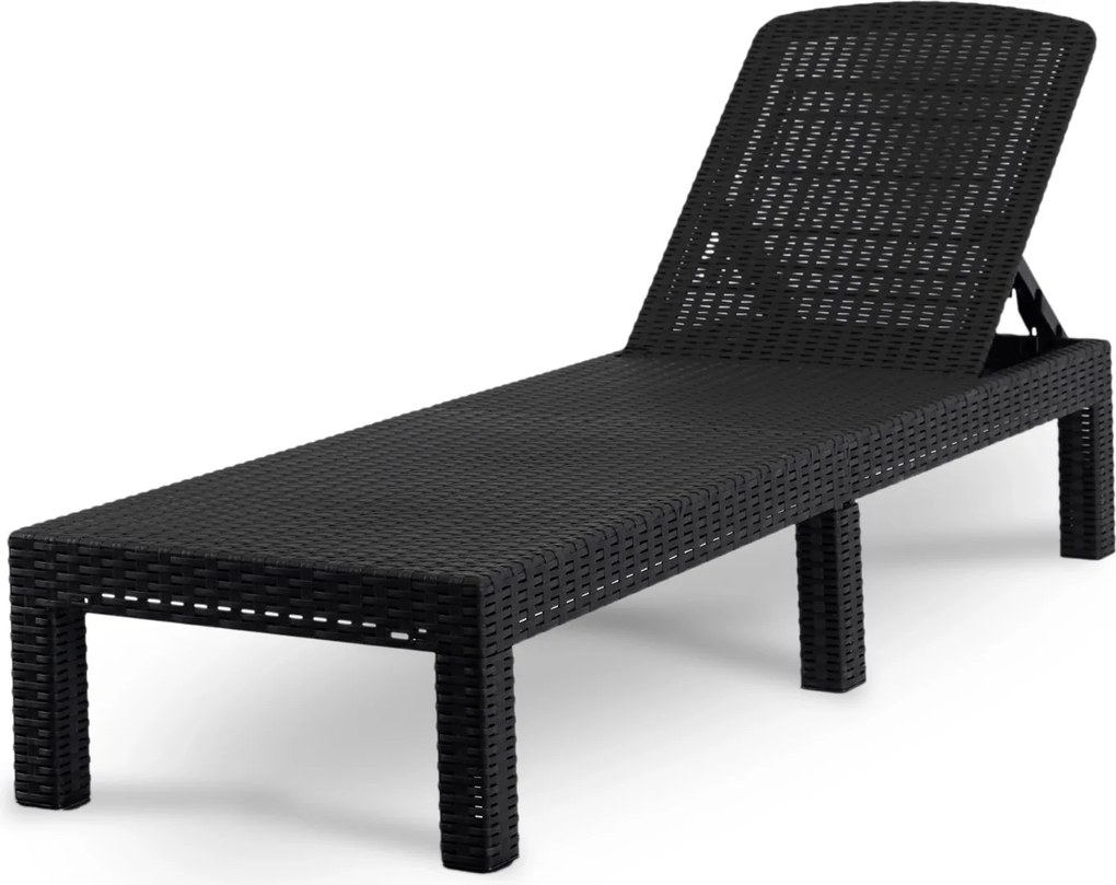 Fotel Ogrodowy Leżak LUIZJANA Technorattan Czarny/Szary
