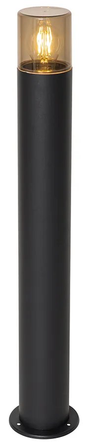 Lampa stojąca zewnętrzna czarna z kloszem w kolorze dymnym 70 cm - Odense