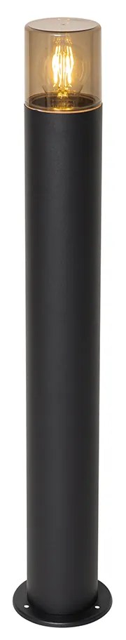 Zewnetrzna Lampa stojąca zewnętrzna czarna z kloszem w kolorze dymnym 70 cm - Odense Nowoczesny Oswietlenie zewnetrzne