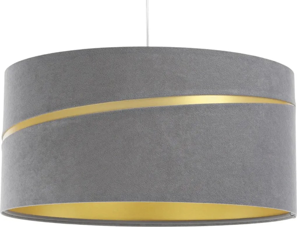 Szara lampa wisząca z welurowym kloszem - A338 K5-C83
