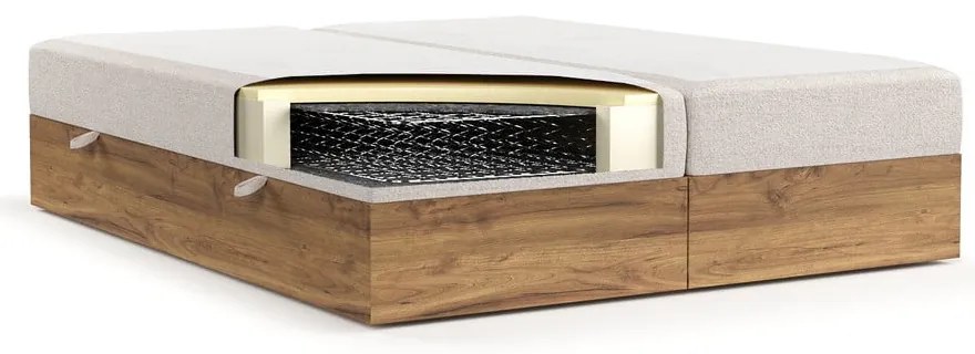 Beżowo-naturalne łóżko boxspring ze schowkiem 160x200 cm Faro – Maison de Rêve