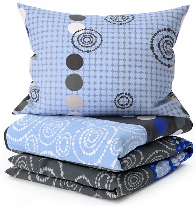 PrzytulneMieszkanie.pl PrzytulneMieszkanie.pl Pościel bawełniana CIRCLES BLUE, niebieska Rozmiar pościeli: 70 x 90 cm | 140 x 200 cm