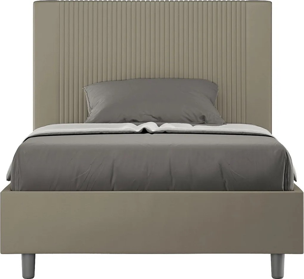 Łóżko bez stelaża tapicerowane 120x200 sztucznej skóry cappuccino Goya