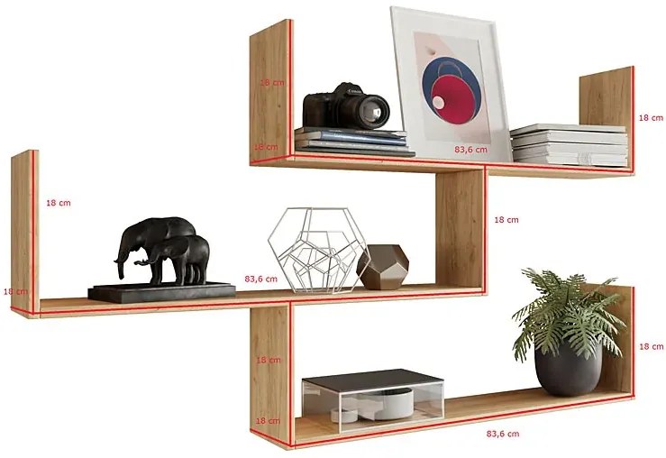 Półka wisząca trzypoziomowa dąb sonoma F8-H35