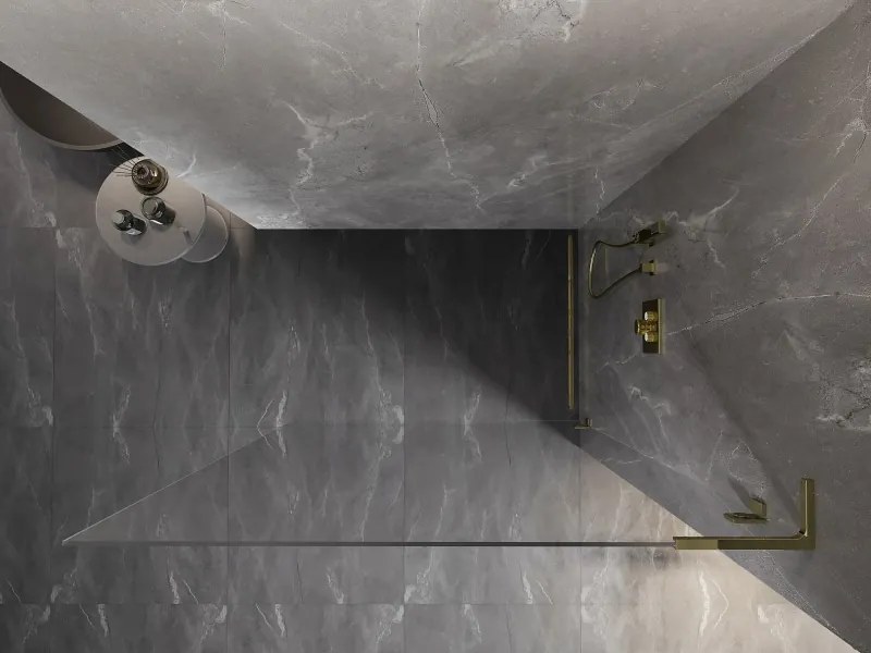 Mexen Lunar L ścianka prysznicowa Walk-in prawa 60 x 200 cm, transparent 8 mm, złota - 830L-060-000-50-00-P